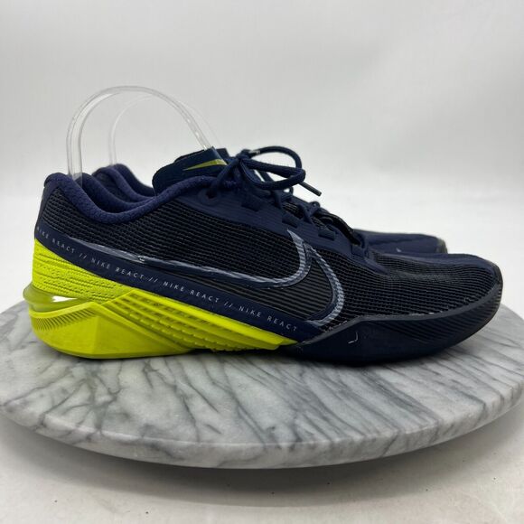 Nike Training Shoes Mens 8 React Metcon Turbo Blackened Blue Cyber Low Top - Picture 2 of 12